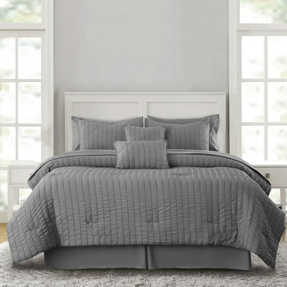 Lux Decor Collection 10 Piece Bedding Comforter Set King Size - Luxury Soft Bed in a Bag, Grey