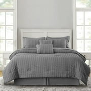 Lux Decor Collection 10 Piece Bedding Comforter Set King Size - Luxury Soft Bed in a Bag, Grey