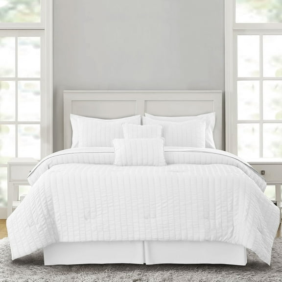 Lux Decor Collection 10 Piece Bedding Set with Queen Comforter Down Alternative - White Queen Comforter Set