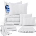 thumbnail image 1 of Lux Decor 10-Piece Queen Comforter Set with Sheets — Complete Bed in a Bag with Bed Skirt & Accent Pillows Included, 280 GSM Cooling Seersucker, OEKO-TEX Certified All-Season Bedding Set, White, 1 of 8