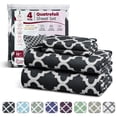 thumbnail image 1 of Lux Decor Queen Bed Sheets Set 4 Piece - Quatrefoil Pattern, Ultra Soft Polyester Sheet Deep Pocket Fit, Wrinkle Free, Breathable & Fade Resistant OEKO-TEX Certified, Black, 1 of 11