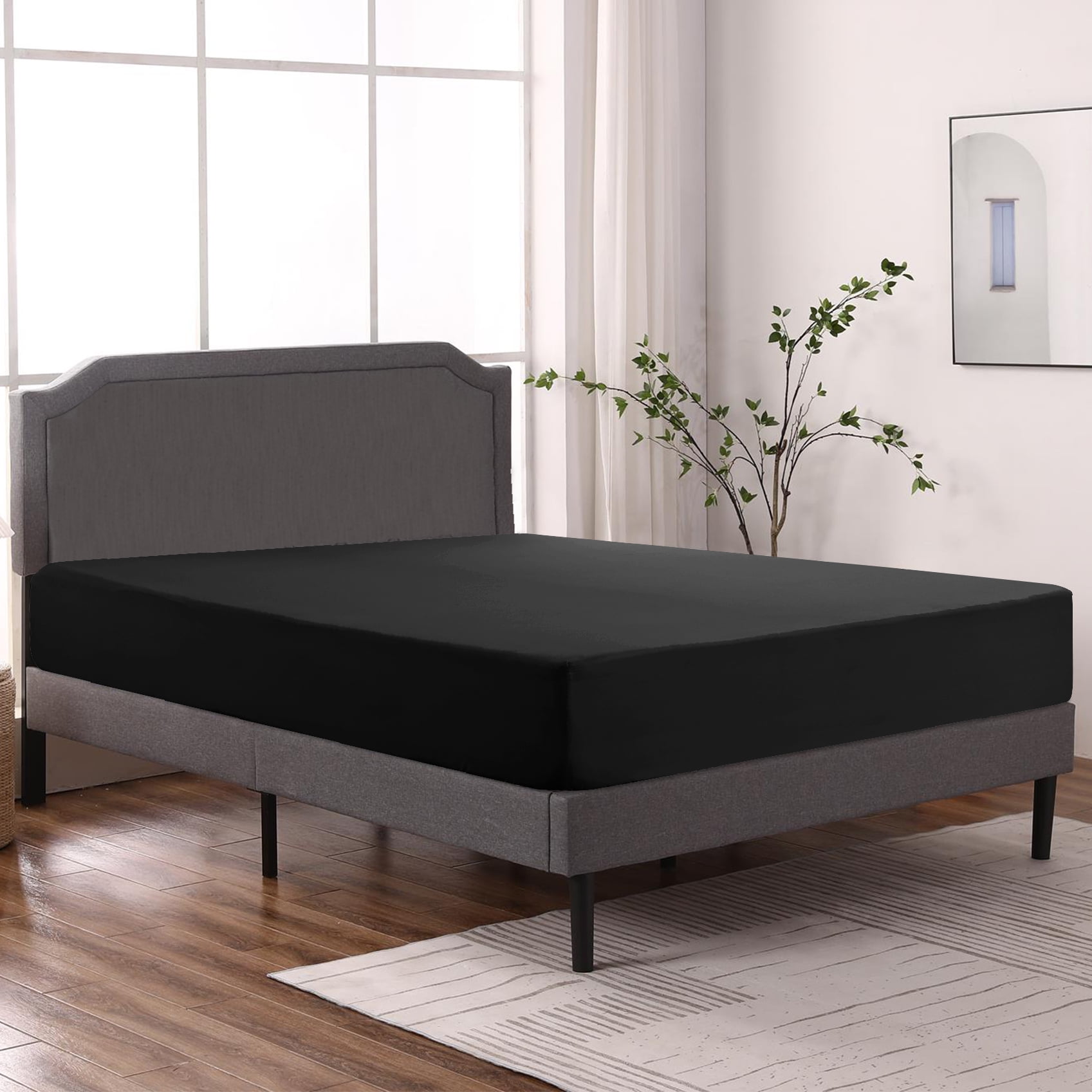 Lux Decor Collection 1800 Thread Count Black Microfiber Plush Deep