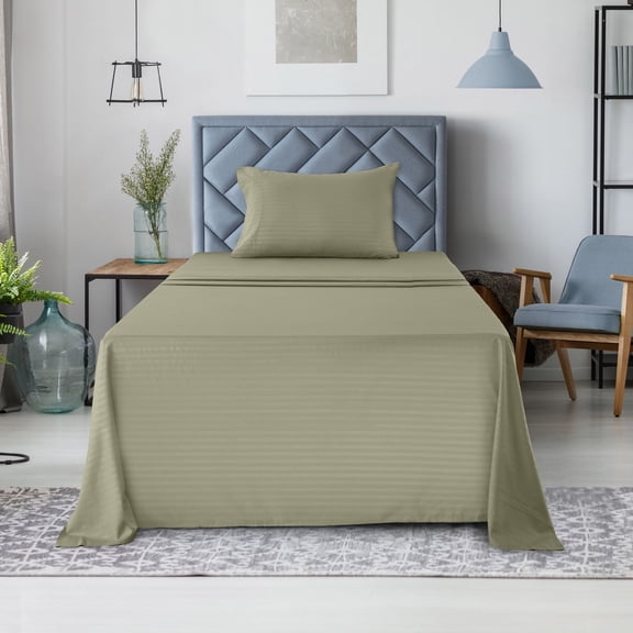 Lux Decor Collection 1800 Thread Count Easy Care Twin XL Bed Sheets, Deep Pocket Fitted Sheet, Flat Sheet & Pillowcases Bedding Set - Green