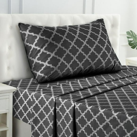 Lux Decor Collection 3 Piece Deep Pocket Bedroom Bed Sheet Set - Twin XL Sheets, Black