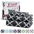 thumbnail image 1 of Lux Decor Twin XL Bed Sheets Set 3 Piece - Quatrefoil Pattern, Ultra Soft Polyester Sheet Deep Pocket Fit, Wrinkle Free, Breathable & Fade Resistant OEKO-TEX Certified, Black, 1 of 11