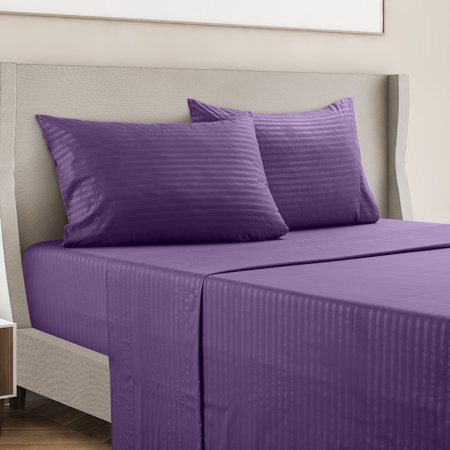 Lux Decor Collection 4 Piece Deep Pocket Bedroom Bed Sheet Set - King Sheets, Purple