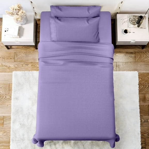 Lux Decor Collection 4 Piece Deep Pocket Bedroom Bed Sheets Set Twin - Microfiber Twin Sheets, Lavender