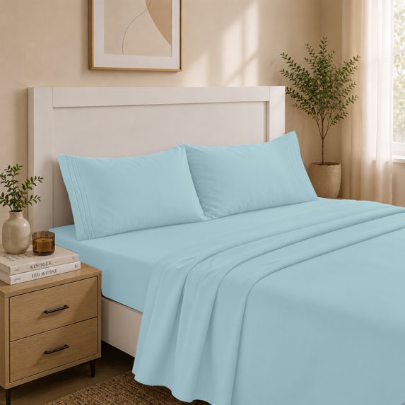 Lux Decor Twin XL Sheets Set 4 Piece - 16” Deep Pocket Bed Sheets Set, Ultra Soft Microfiber Bedding Sheets & Pillowcases - Blue