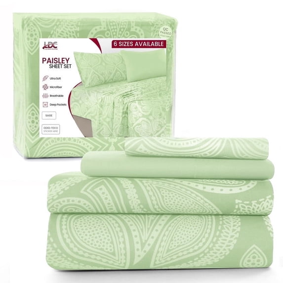 Lux Decor Collection 4 Piece Twin XL Bed Sheets Set - Luxury Soft Microfiber Bed Sheets Set Deep Pocket - Twin XL, Sage