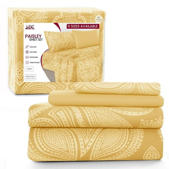 Lux Decor Collection 4 Piece Twin XL Bed Sheets Set - Luxury Soft Microfiber Bed Sheets Set Deep Pocket - Twin XL, Taupe