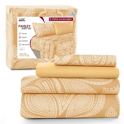Lux Decor Collection 4 Piece Twin XL Bed Sheets Set - Luxury Soft Microfiber Bed Sheets Set Deep Pocket - Twin XL, Taupe