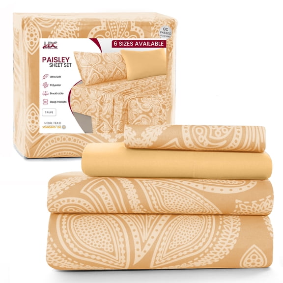 Lux Decor Collection 4 Piece Twin XL Bed Sheets Set - Luxury Soft Microfiber Bed Sheets Set Deep Pocket - Twin XL, Taupe