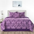 thumbnail image 1 of Lux Decor Collection 5 Piece Microfiber Down Alternative Comforter Set - Reversible Queen Comforter Set , Purple, 1 of 8