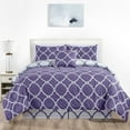 thumbnail image 1 of Lux Decor Collection 5-Piece Queen Comforter Set - Reversible Microfiber Duvet Insert, Quatrefoil Lavender, 1 of 9