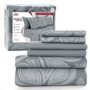 Lux Decor Collection 6-Piece Bed Sheet Set, Deep Pocket Queen Sheets Up to 16 Inch, 1 Flat Sheet , 1 Fitted Sheet & 4 Pillowcases Queen, Grey