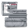 thumbnail image 1 of Lux Decor Collection 6-Piece Bed Sheet Set, Deep Pocket Queen Sheets Up to 16 Inch, 1 Flat Sheet , 1 Fitted Sheet & 4 Pillowcases (Queen, Grey), 1 of 9