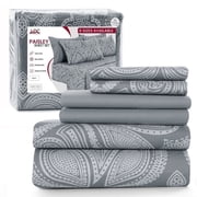 Lux Decor Collection 6-Piece Bed Sheet Set, Deep Pocket Queen Sheets Up to 16 Inch, 1 Flat Sheet , 1 Fitted Sheet & 4 Pillowcases Queen, Grey