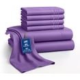 thumbnail image 1 of Lux Decor&nbsp;King&nbsp;Bed Sheets - 6 Piece Ultra-Soft Microfiber&nbsp;Sheets Set, Deep Pocket Fitted Sheet, Flat Sheet & 4 Pillowcases, Breathable Hotel Luxury, OEKO-TEX Certified, Purple, 1 of 10
