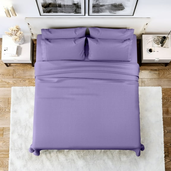 Lux Decor Collection 6 Piece Deep Pocket Bedroom Bed Sheets Set Queen - Microfiber Queen Sheets, Lavender