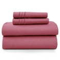 thumbnail image 1 of Lux Decor Full Size Sheet Set, 4-Piece Plain Soft Microfiber – Deep Pocket Full Bed Sheets, Includes 1 Fitted Sheet, 1 Flat Sheet, 2 Pillowcases, Burgundy, 1 of 10