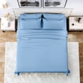 thumbnail image 1 of Lux Decor Collection 6 Piece Deep Pocket Cal King Bed Sheets Set, Microfiber Fitted Sheet, Flat Sheet & Pillowcases, Blue, 1 of 6