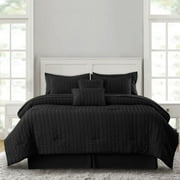 Lux Decor Collection 10-Piece Queen Comforter Set with Sheets - Queen Size Bedding Set, Black