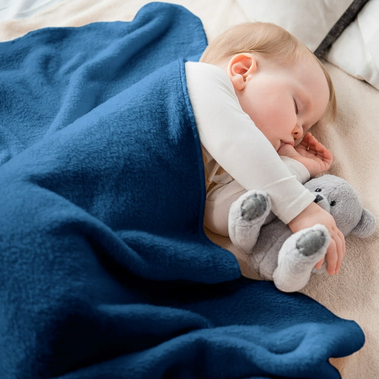 Lux Decor Collection Baby Blanket Fluffy Fleece Blanket for Baby Toddlers Infant and Newborn Super Soft Warm Cozy Blankets 30x40 Navy Blue Walmart