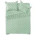 thumbnail image 1 of Lux Decor Full Size Bed Sheet Set 4 Piece, Soft Microfiber, Deep Pockets - Quatrefoil Pattern, 1 Fitted & 1 Flat Sheet, 2 Pillowcases, Green, 1 of 8