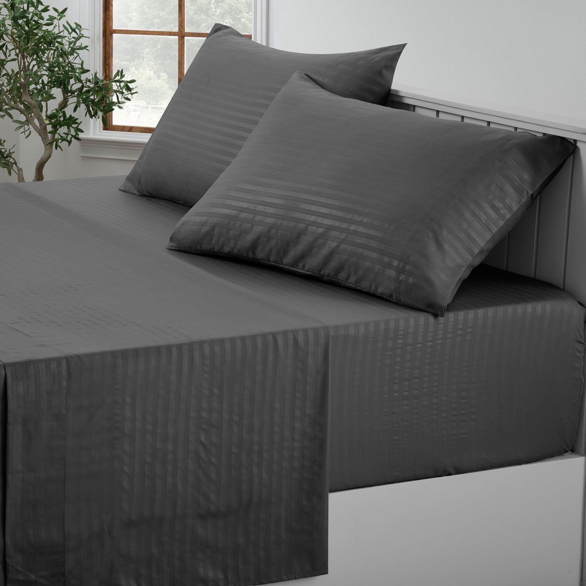 Home Collection Deals Lux Decor Collection Bed Sheets - 4 Piece Queen Size Sheets, Brushed Microfiber 16" Deep Pocket Bedding Sheets & Pillowcases - Dark Gray