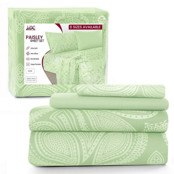 Lux Decor Collection Bed Sheets - 4 Piece Twin Sheets Set - 16 Inches Deep Pocket Bedding Sheets & Pillowcases - Sage