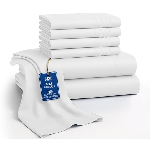 Lux Decor Full Bed Sheets - 6 Piece Ultra-Soft Microfiber Sheets Set, Deep Pocket Fitted Sheet, Flat Sheet & 4 Pillowcases, Breathable Hotel Luxury, OEKO-TEX Certified, White