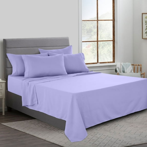 Lux Decor Collection Bed Sheets, 6 Piece Microfiber California King Sheets Set, 16" Deep Pocket Bed Sheet - Lavender