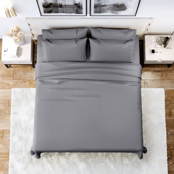 Lux Decor Collection Bed Sheets, Deep Pocket Microfiber Bed Sheet Set - Wrinkle, Fade, Stain Resistant Cal King Sheets, Gray