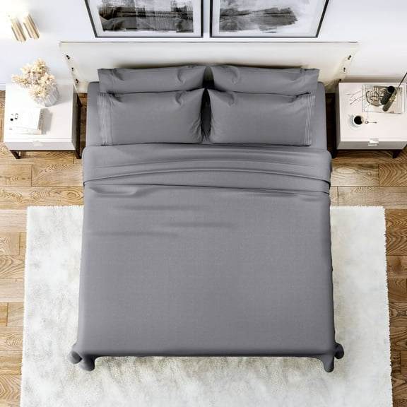 Lux Decor Collection Bed Sheets, Deep Pocket Microfiber Bed Sheet Set - Wrinkle, Fade, Stain Resistant King Sheets, Gray