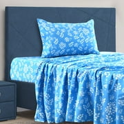 Lux Decor Collection Bed Sheets, Microfiber Upto 16 Inch Deep Pocket Twin Sheets Set - Floral, Blue