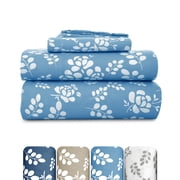Lux Decor Twin Microfiber Bed Sheets - 3 Piece Floral Sheet Set, Soft Breathable Bedding, Wrinlkle Resistant, OEKO-TEX Certified, Blue