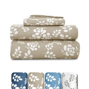 Lux Decor Twin Microfiber Bed Sheets - 3 Piece Floral Sheet Set, Soft Breathable Bedding, Wrinlkle Resistant, OEKO-TEX Certified, Taupe