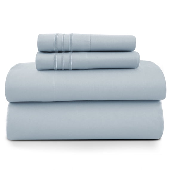 Lux Decor Queen Size Sheet Set, 4-Piece Plain Soft Microfiber – Deep Pocket Queen Bed Sheets, Includes 1 Fitted Sheet, 1 Flat Sheet, 2 Pillowcases, Ice Bule