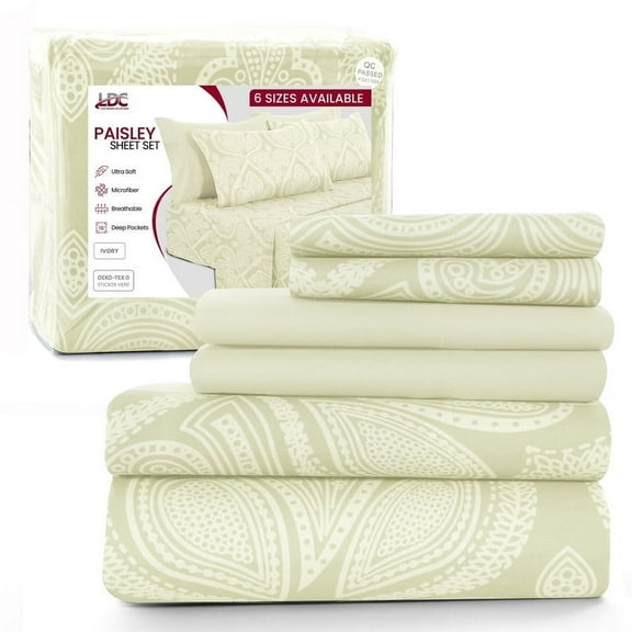 Lux Decor Collection Bed Sheets Set - High GSM Brushed Microfiber Full Bed Sheets Set - Full, Ivory