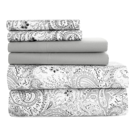 Lux Decor Collection Bed Sheets Set - High GSM Brushed Microfiber Sheets Set - Full, White Grey