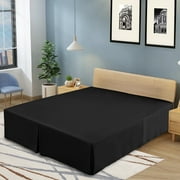 Lux Decor Collection Bed Skirt - Easy Fit King Bed Skirt 14 Inch Tailored Drop - Brushed Microfiber Quadruple Pleated Bed Skirt (King, Black)