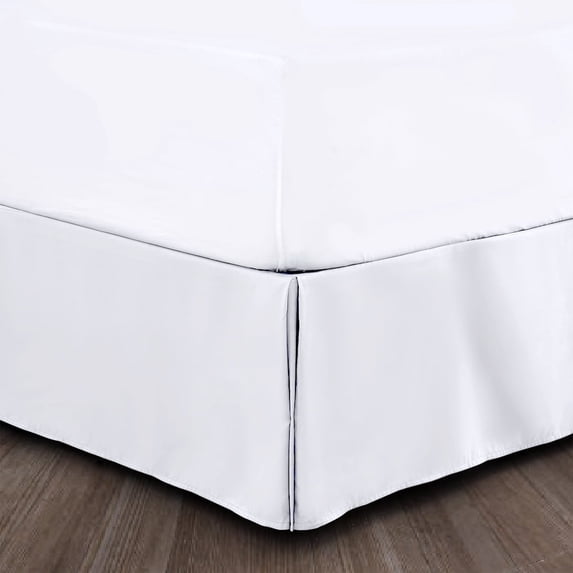 Lux Decor Collection Bed Skirt - Easy Fit King Size Bed Skirt 14 Inch Tailored Drop - Brushed Microfiber Quadruple Pleated Bed Skirt - Wrinkle, Fade, Stain Resistant (King, White)