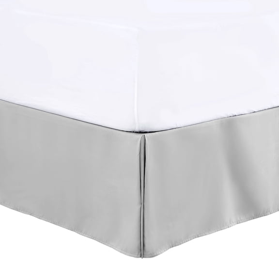 Lux Decor Collection Bed Skirt - Easy Fit King Size Bed Skirt 14 Inch Tailored Drop - Brushed Microfiber Quadruple Pleated Bed Skirt - Wrinkle, Fade, Stain Resistant (King, Gray)