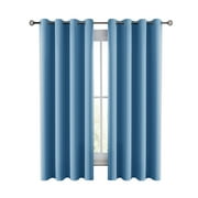 Lux Decor Collection Blackout Curtains for Bedroom, Set of 2 Curtains for Living Room, Thermal Insulated Blackout Curtains - 42"x63" - Blue