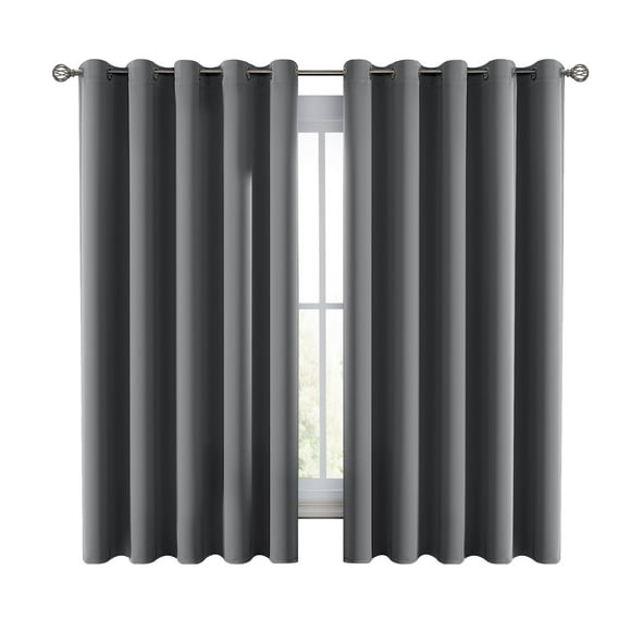 Lux Decor Collection Blackout Curtains for Bedroom, Set of 2 Curtains for Living Room, Thermal Insulated Blackout Curtains - 42"x63" - Gray