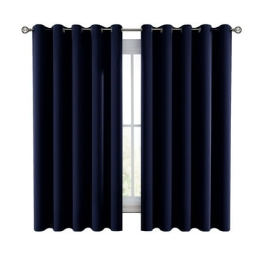 Lux Decor Collection Blackout Curtains for Bedroom, Set of 2 Curtains for Living Room, Thermal Insulated Blackout Curtains - 42"x63" - Navy Blue