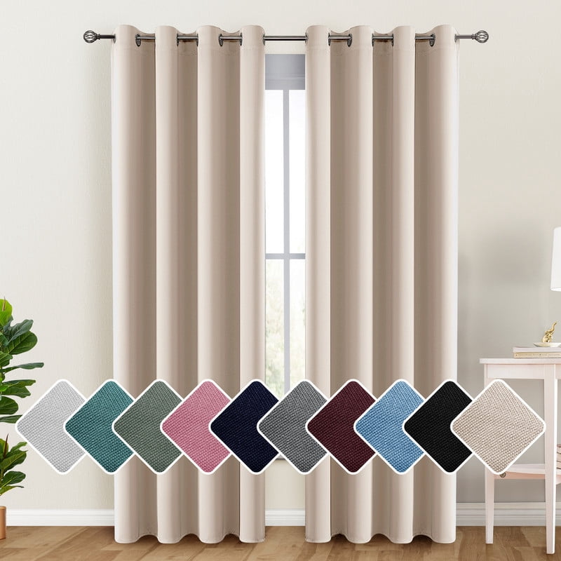 Lux Decor Collection Blackout Curtains for Bedroom, Set of 2 Curtains for Living Room, Thermal Insulated Blackout Curtains - 42"x84" - Beige