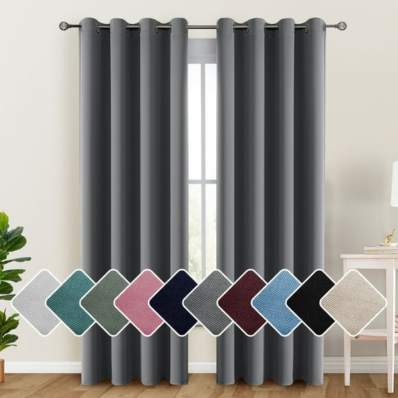 Lux Decor Collection Blackout Curtains for Bedroom, Set of 2 Curtains for Living Room, Thermal Insulated Blackout Curtains - 42"x84" - Gray