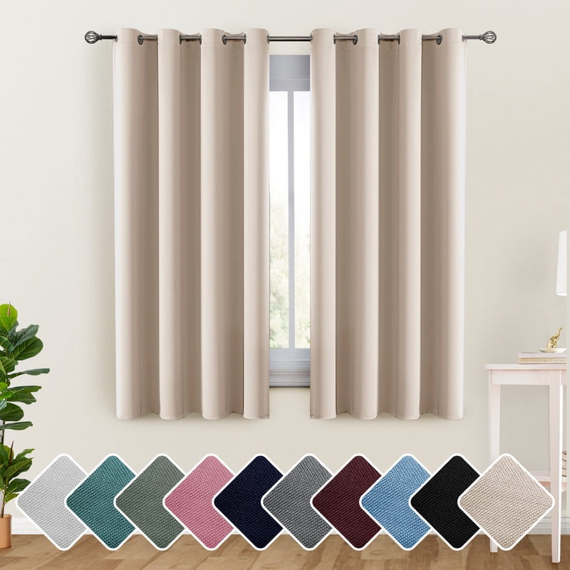 Lux Decor Collection Blackout Curtains for Bedroom, Set of 2 Curtains for Living Room, Thermal Insulated Blackout Curtains - 52"x63" - Beige