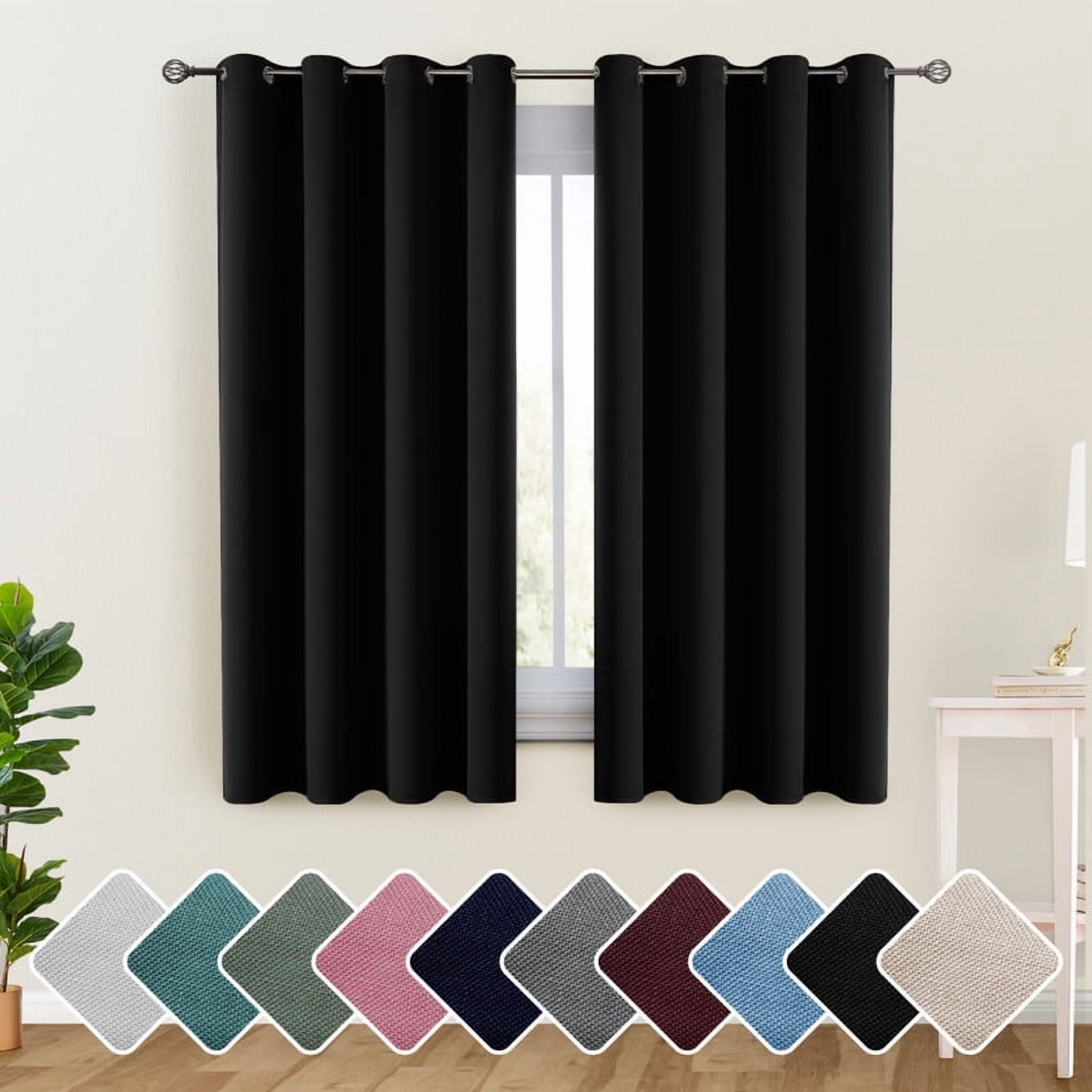 Lux Decor Collection Blackout Curtains, 52" x 63", Thermal Insulated